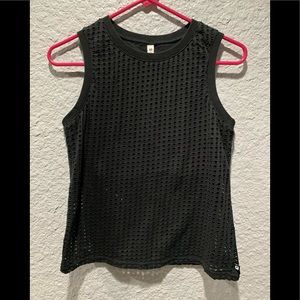 Fabletics Black mesh tank top built in bra XS